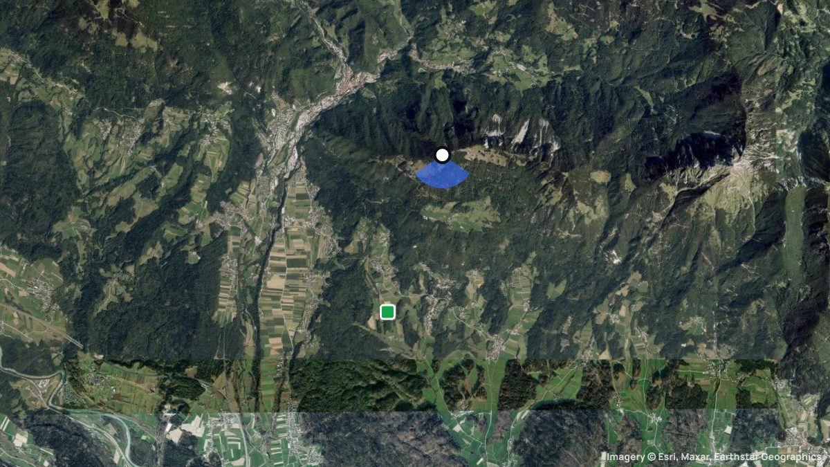 Satellite map of Kriska gora with its launches and landings