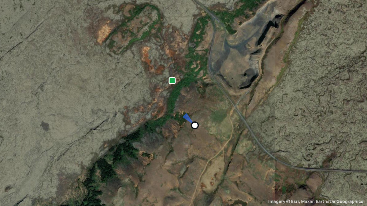 Satellite map of Undirhlidar with its launches and landings