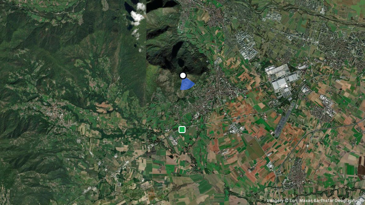 Satellitenkarte von Monte San Giorgio mit Start- und Landeplätzen
