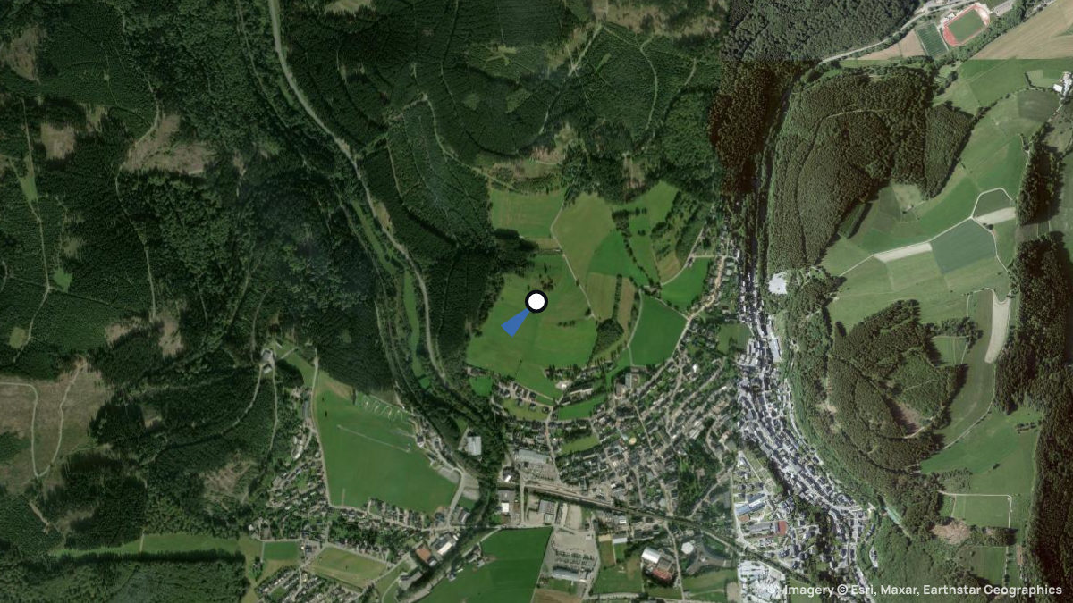 Satellitenkarte von Am Knippe mit Start- und Landeplätzen