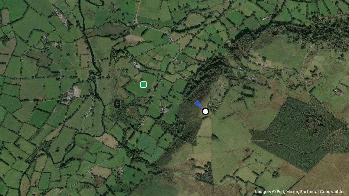 Satellitenkarte von Llanddewi Brefi mit Start- und Landeplätzen