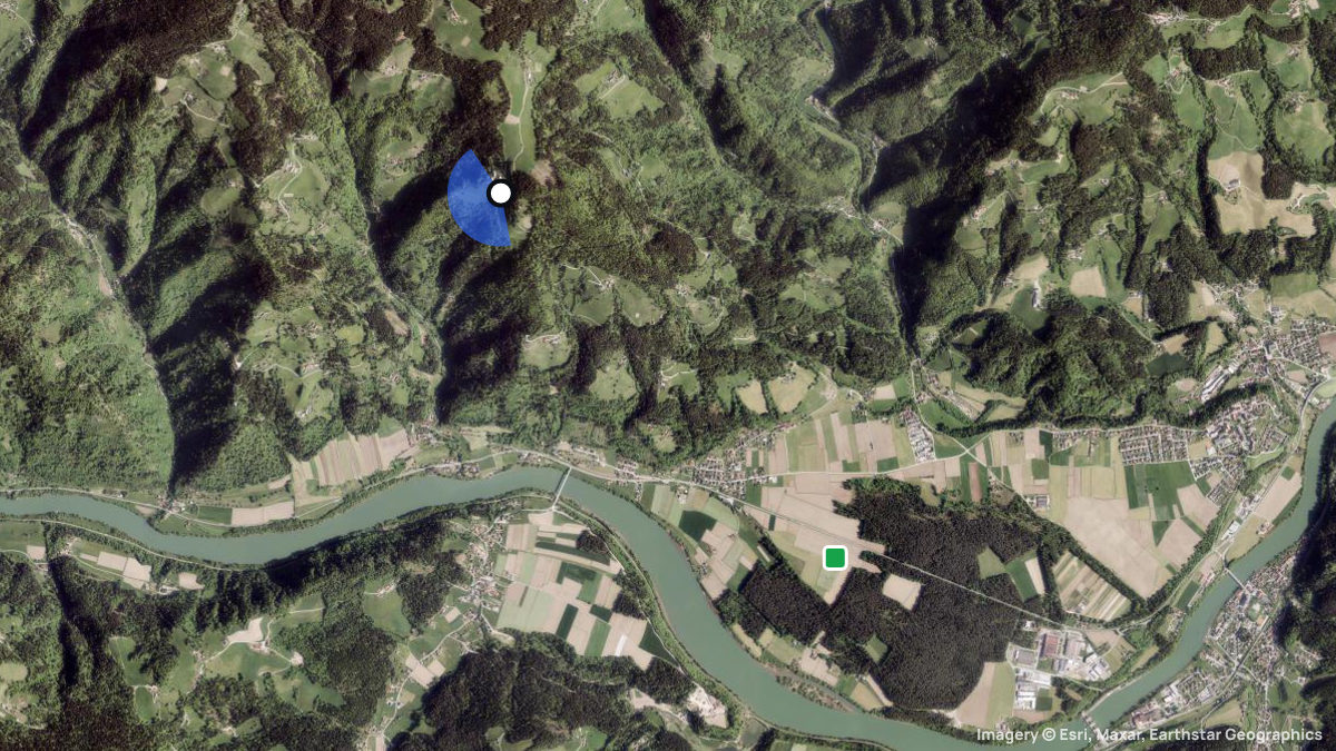 Satellitenkarte von Pernice mit Start- und Landeplätzen