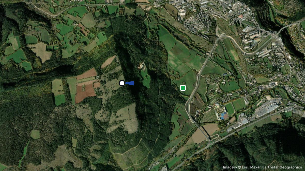 Satellitenkarte von Mende Ost mit Start- und Landeplätzen