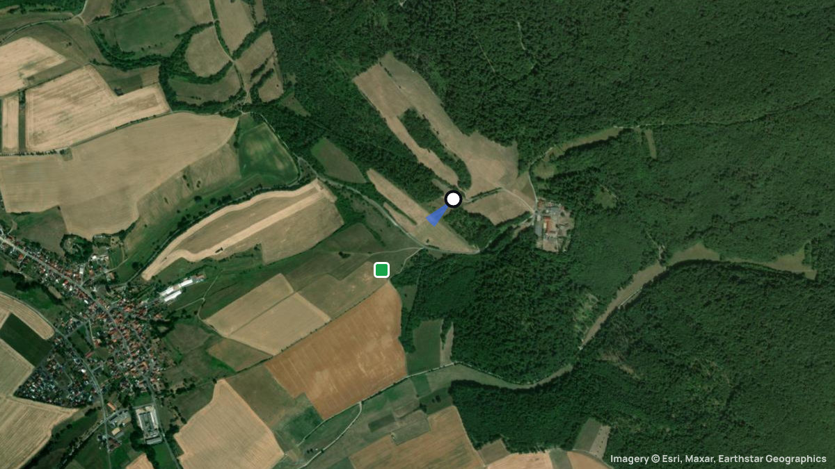 Satellitenkarte von Harsberg mit Start- und Landeplätzen