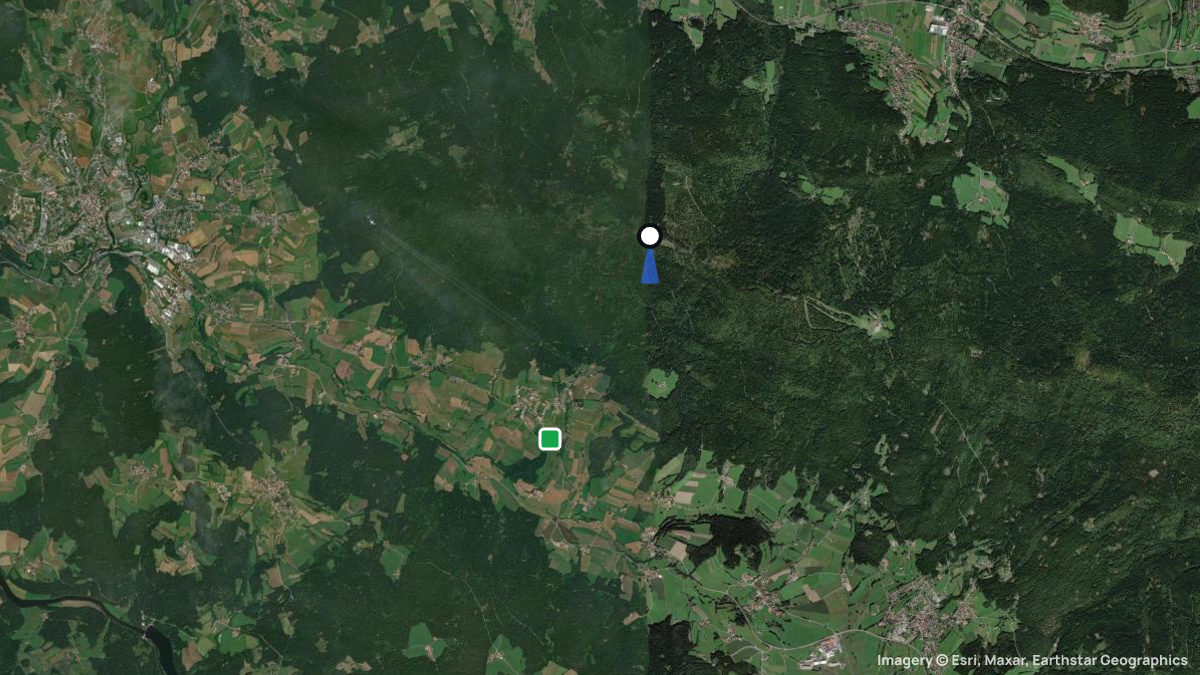 Satellite map of Kaitersberg with its launches and landings