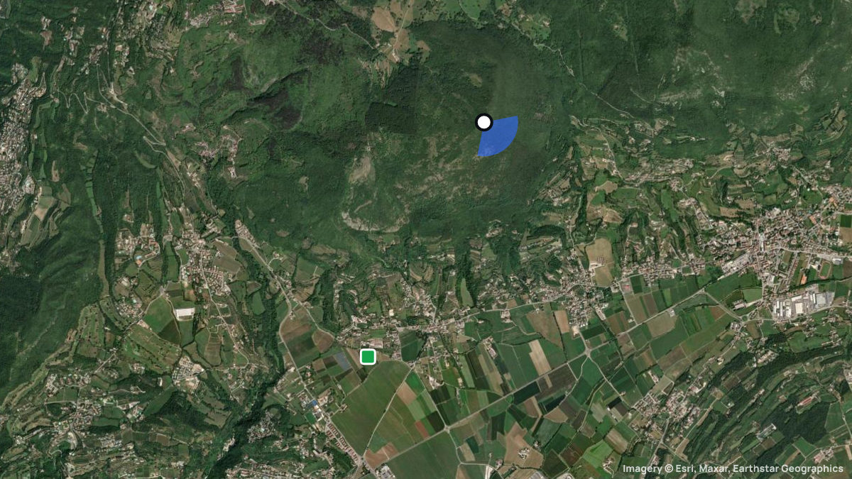 Satellitenkarte von Monte Belpo mit Start- und Landeplätzen