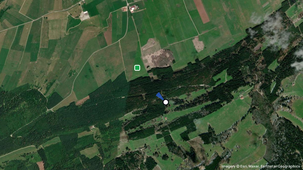 Satellite map of Grand Bois Bannal with its launches and landings