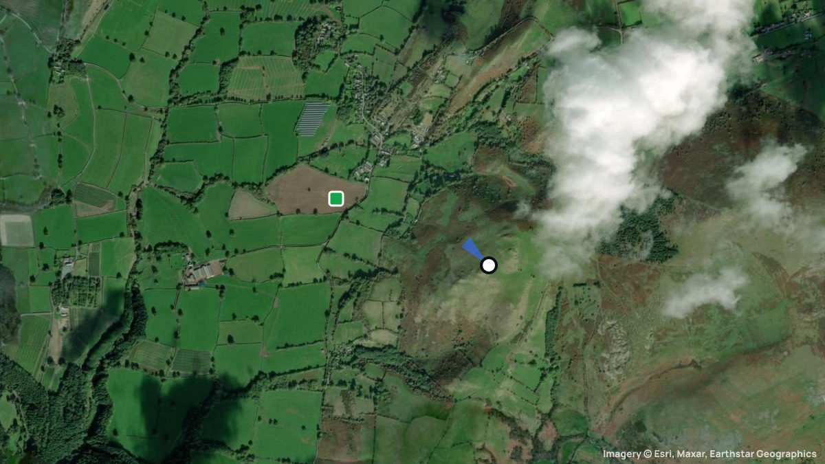 Satellite map of Lan Fawr with its launches and landings