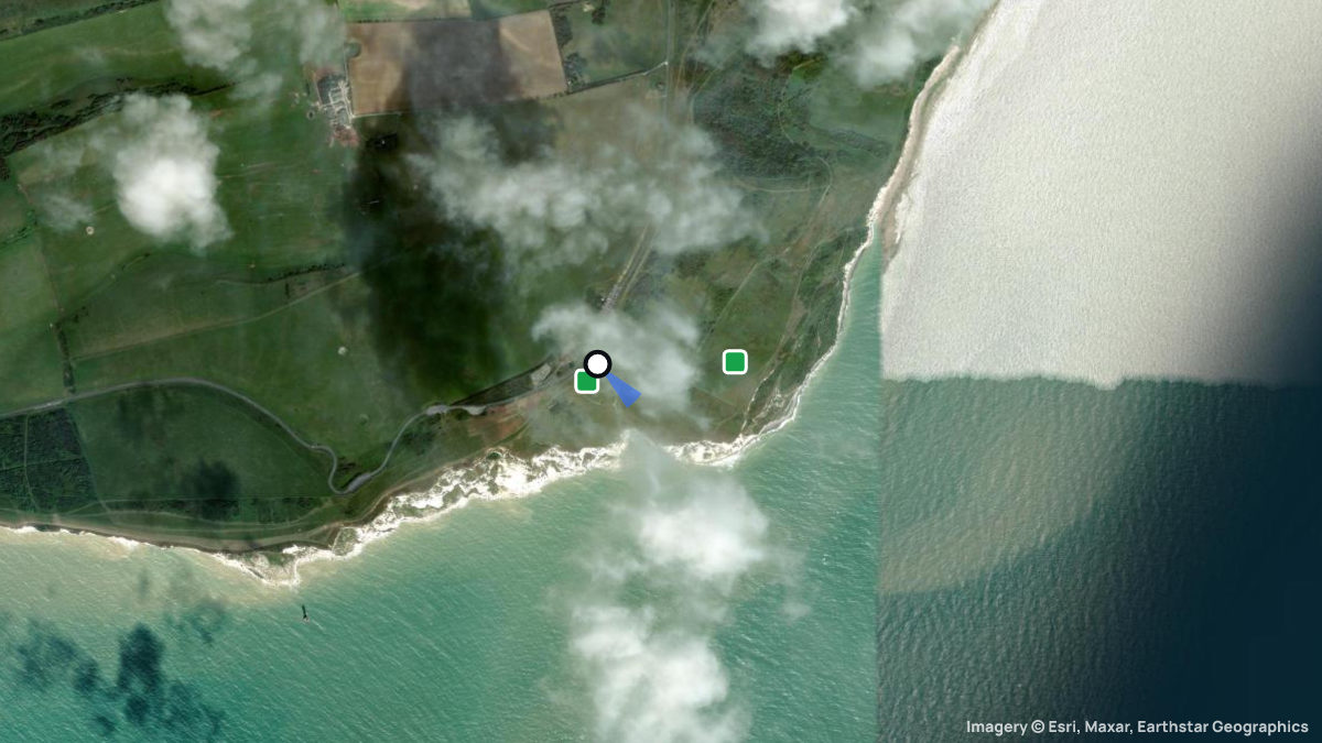 Satellite map of Beachy Head with its launches and landings