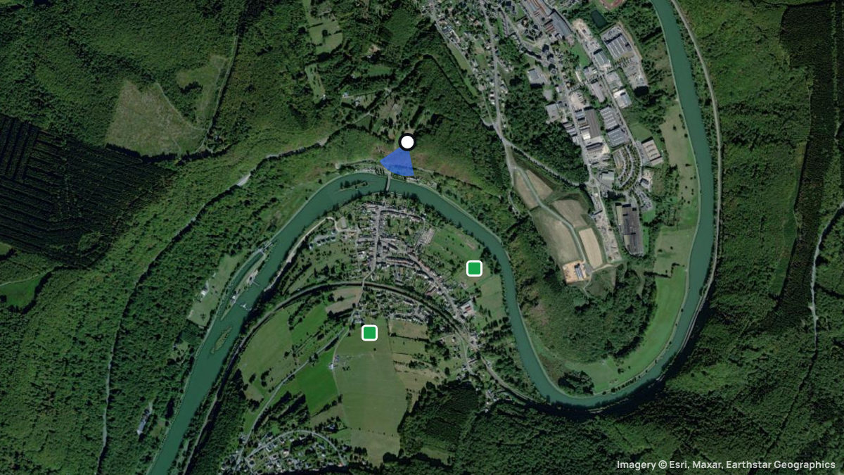 Satellite map of Grand Terne with its launches and landings