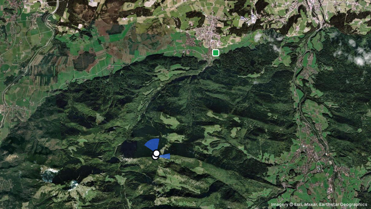 Satellitenkarte von Hochfelln mit Start- und Landeplätzen