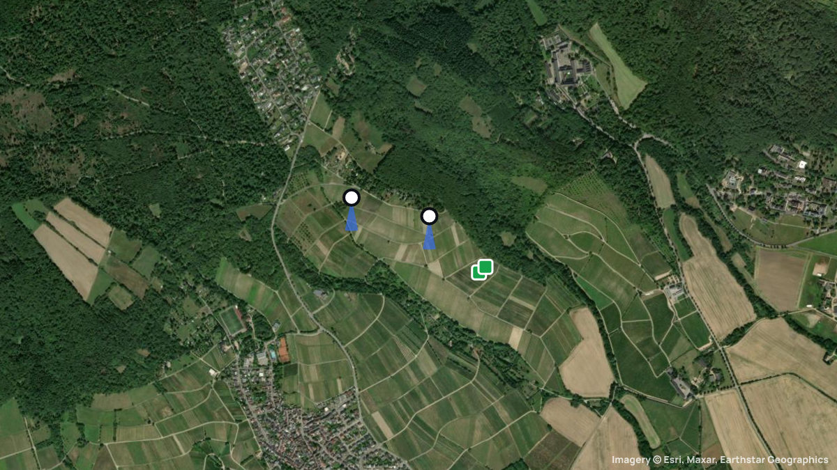 Satellite map of Hallgarten with its launches and landings