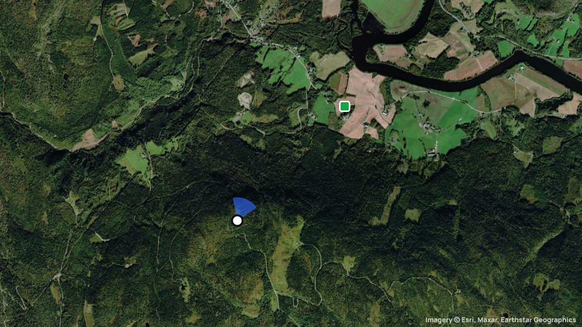 Satellite map of Brudeberget with its launches and landings