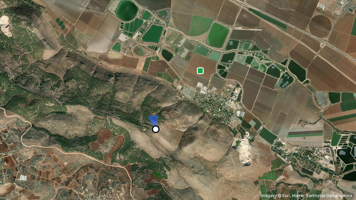 Satellite map of Har Barkan with its launches and landings