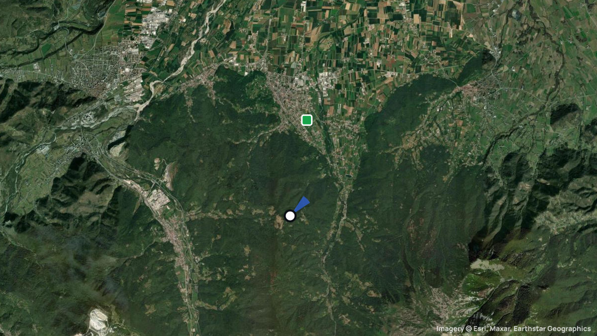 Satellite map of Boves with its launches and landings