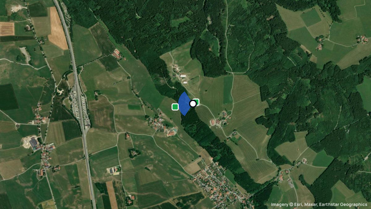 Satellite map of Schrattenbach with its launches and landings