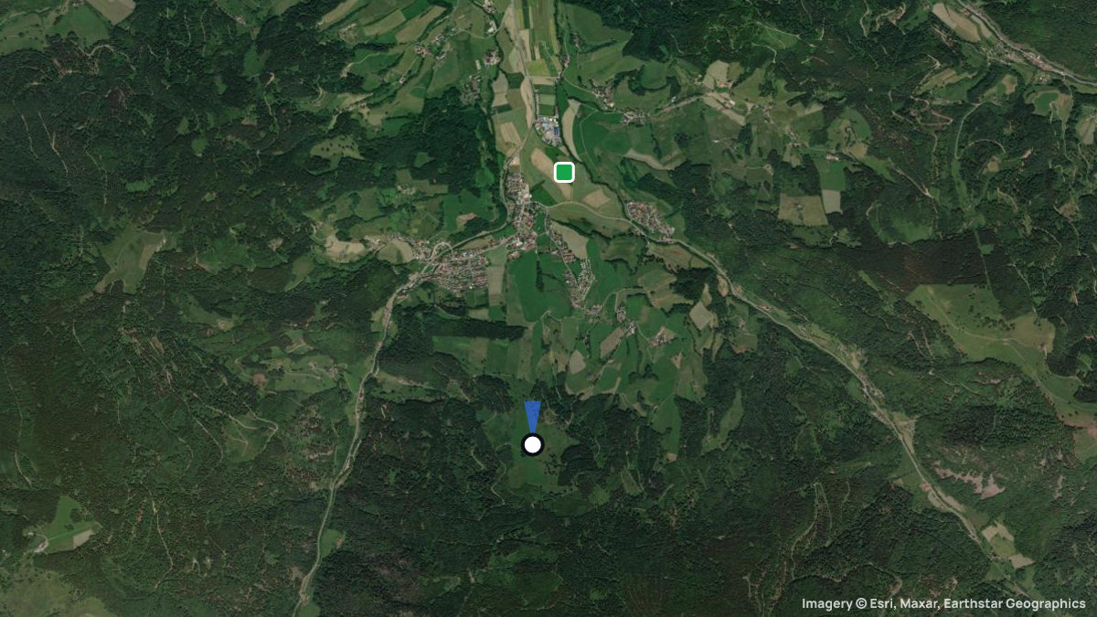 Satellitenkarte von Oberried mit Start- und Landeplätzen