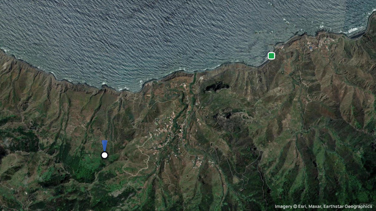 Satellite map of Taganana with its launches and landings