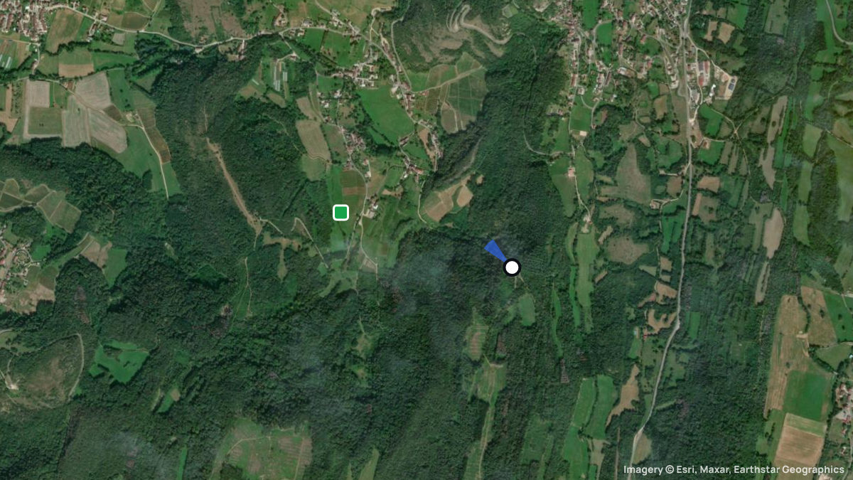 Satellite map of Grusse with its launches and landings