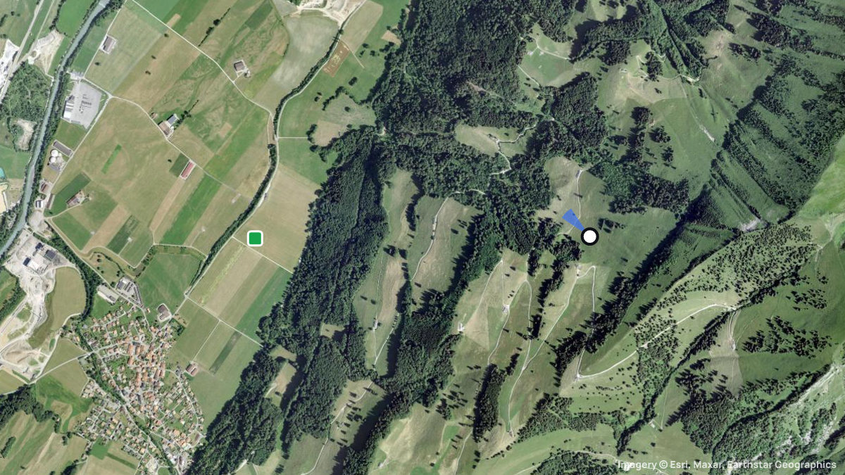 Satellite map of Le Levanchy with its launches and landings
