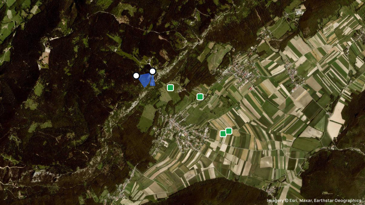 Satellitenkarte von Hohe Wand mit Start- und Landeplätzen