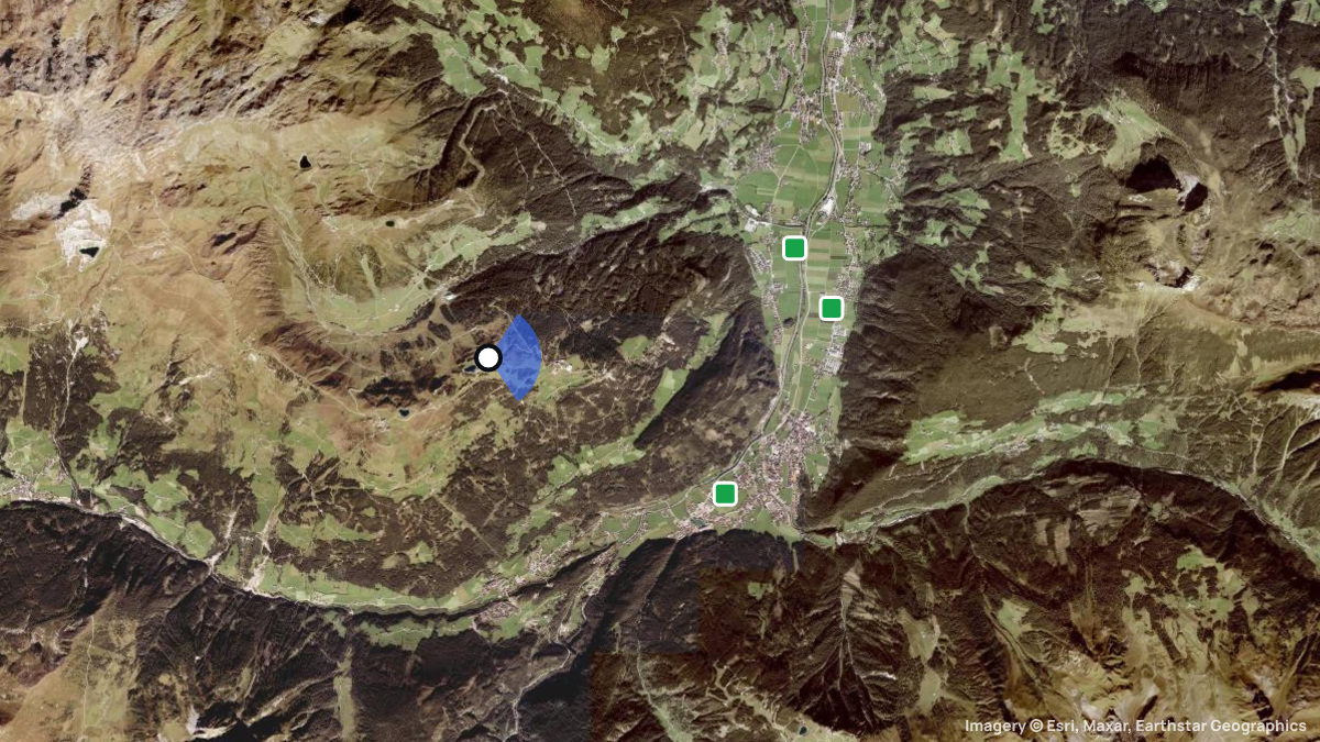 Satellite map of Penken with its launches and landings