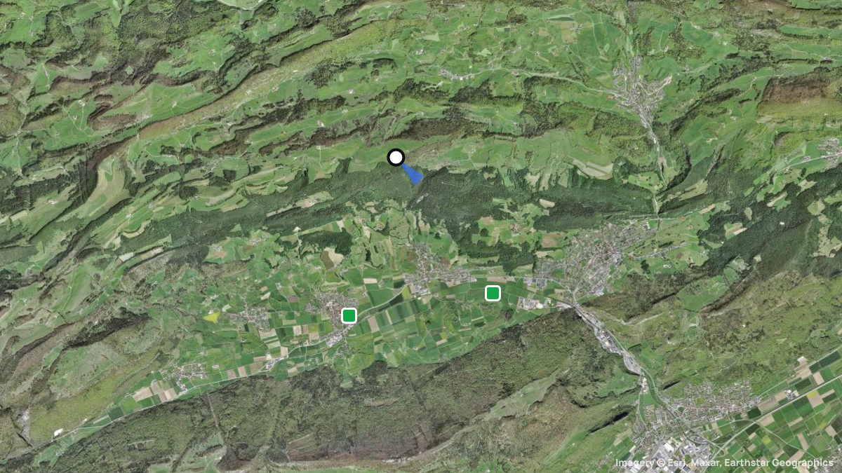 Satellitenkarte von Laupersdörfer Stierenberg mit Start- und Landeplätzen
