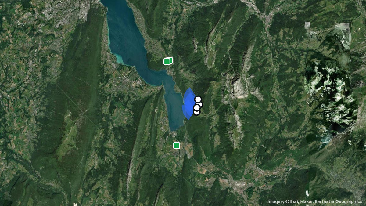 Satellite map of Col de Forclaz with its launches and landings