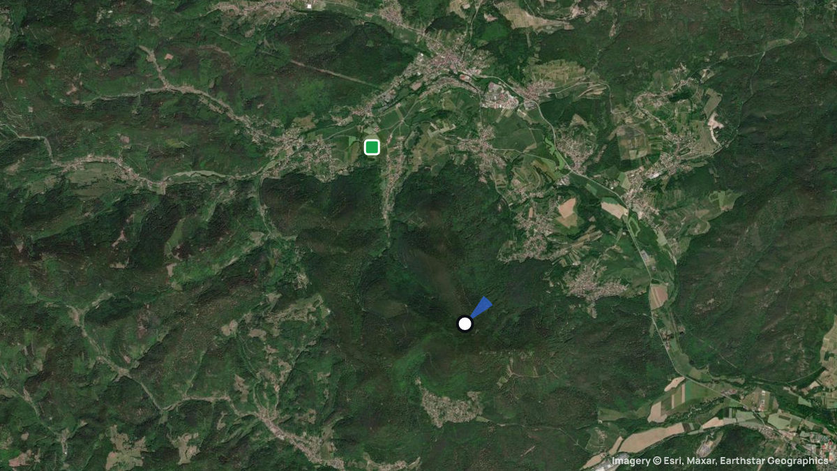 Satellitenkarte von Du Coucou mit Start- und Landeplätzen