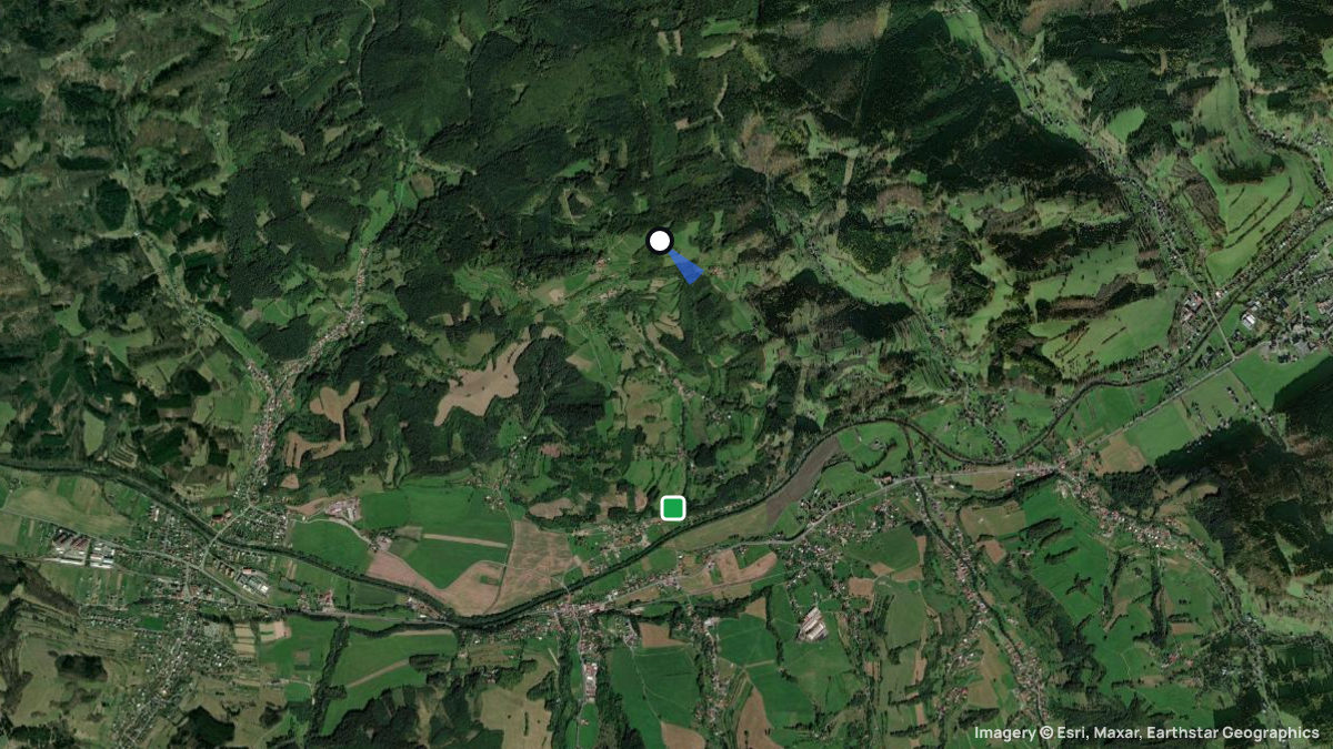 Satellite map of Huslenky with its launches and landings