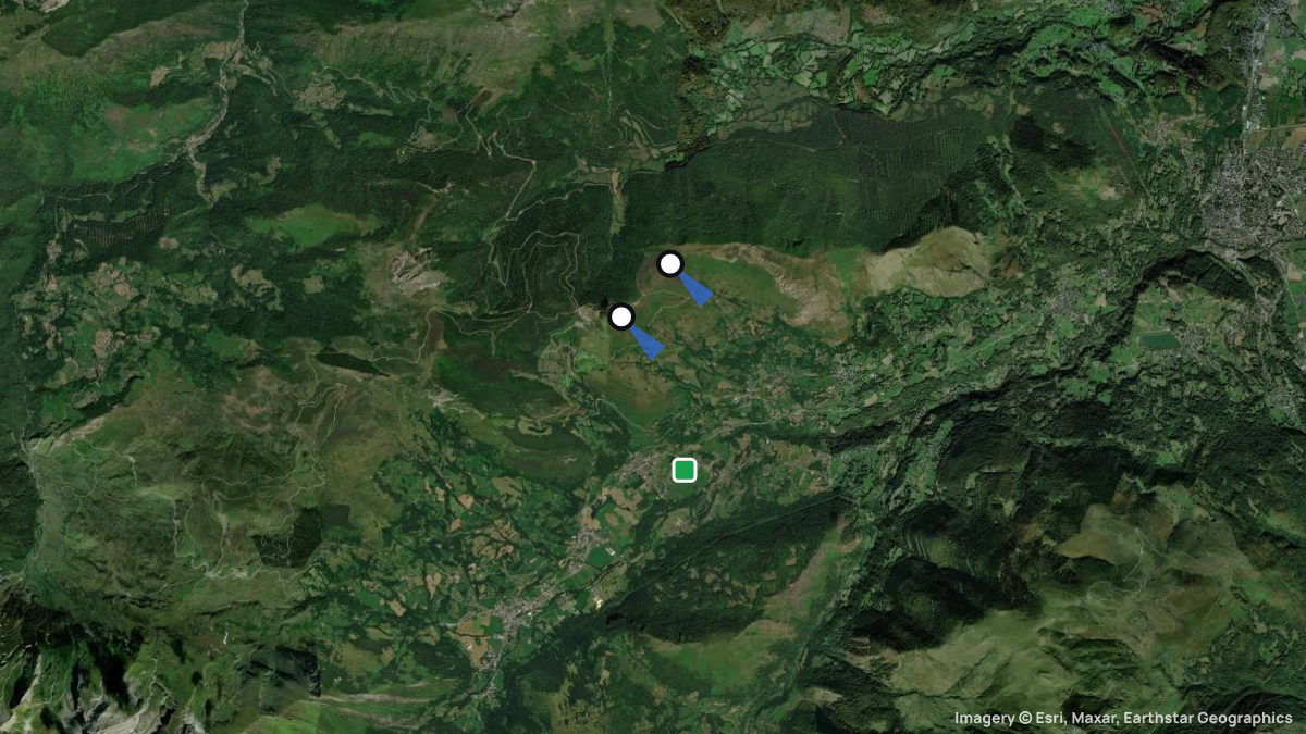 Satellite map of Col de Couraduque with its launches and landings
