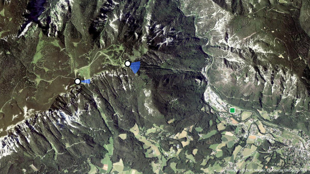 Satellite map of Rax with its launches and landings
