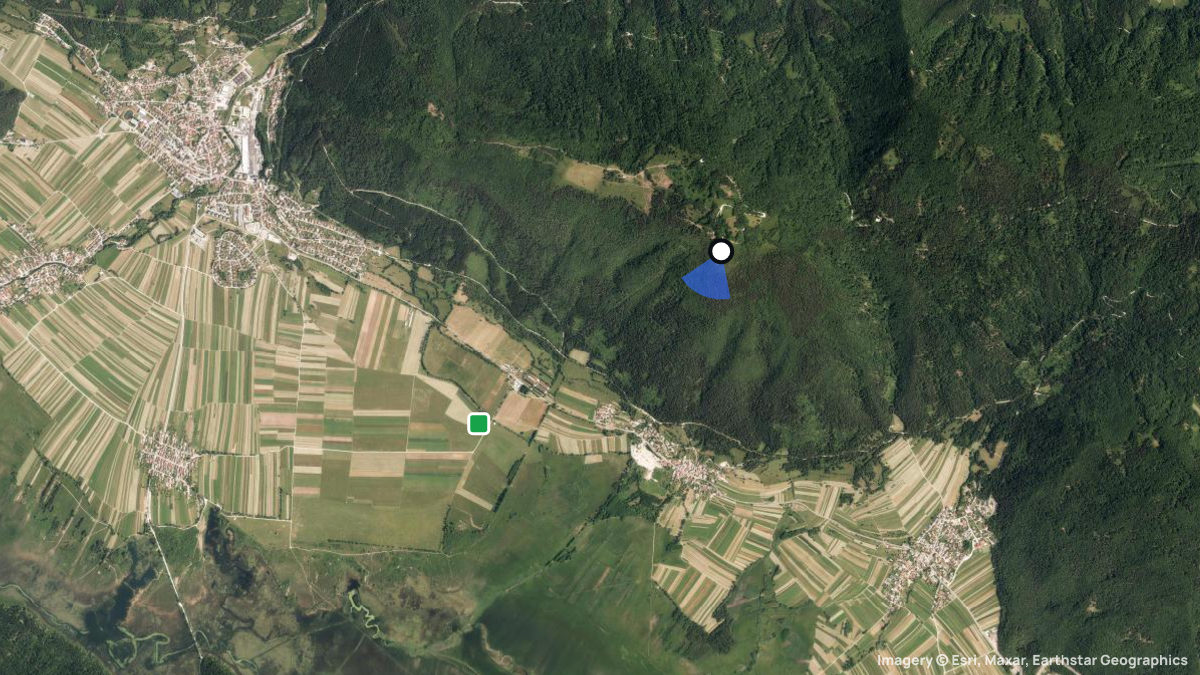 Satellitenkarte von Slivnica mit Start- und Landeplätzen