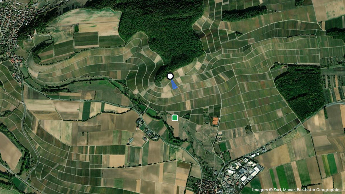 Satellitenkarte von Dürrenzimmern mit Start- und Landeplätzen