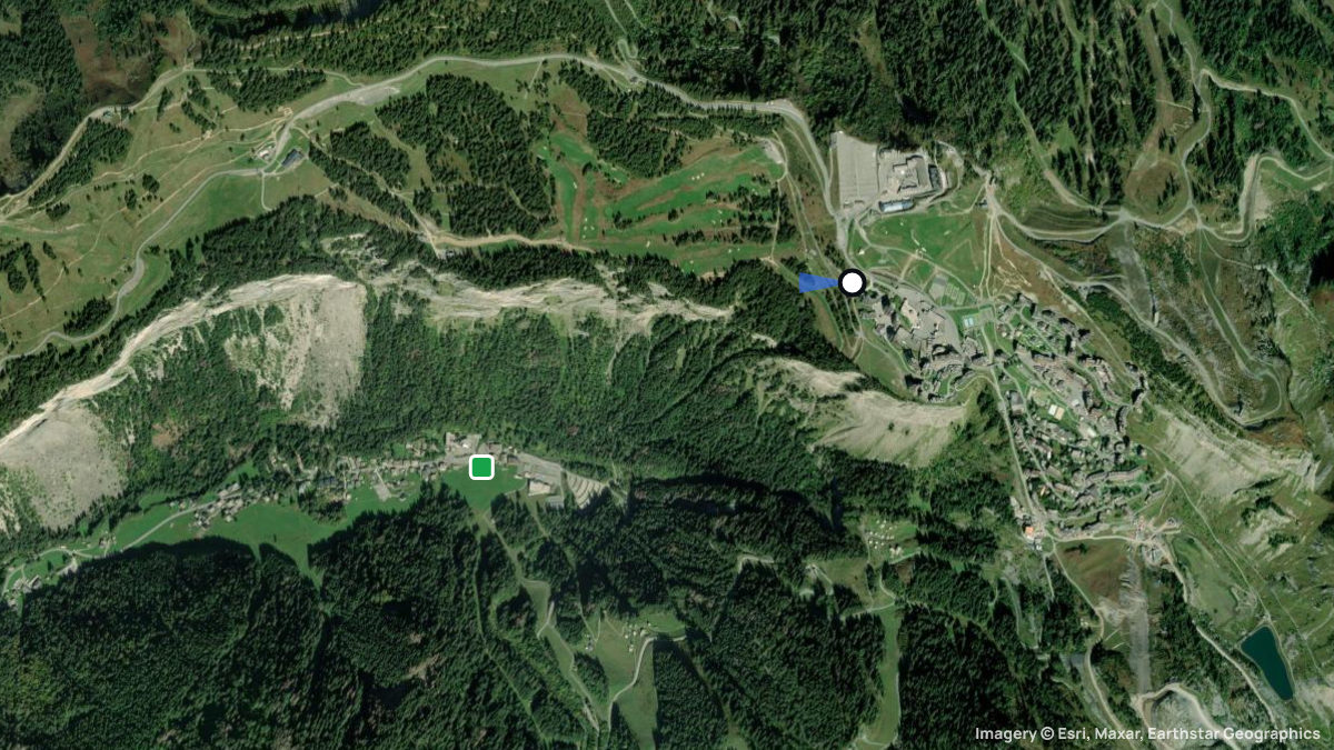 Satellite map of Avoriaz with its launches and landings