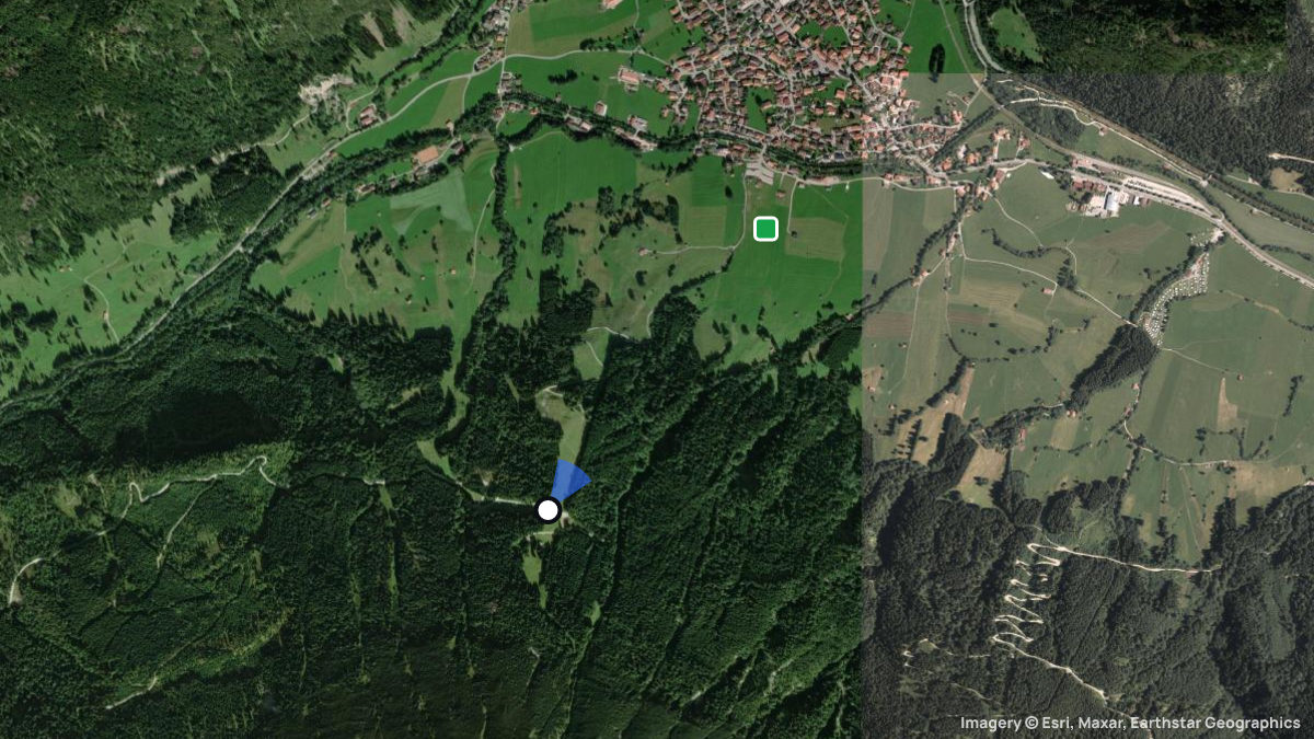 Satellitenkarte von Scheiber mit Start- und Landeplätzen