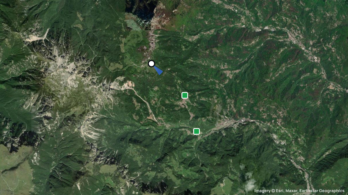 Satellite map of Campogrosso with its launches and landings
