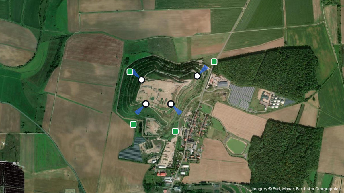 Satellitenkarte von Menteroda mit Start- und Landeplätzen