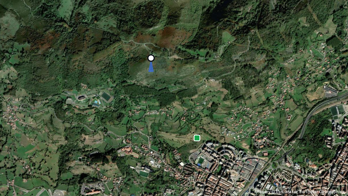 Satellite map of Monte Naranco with its launches and landings