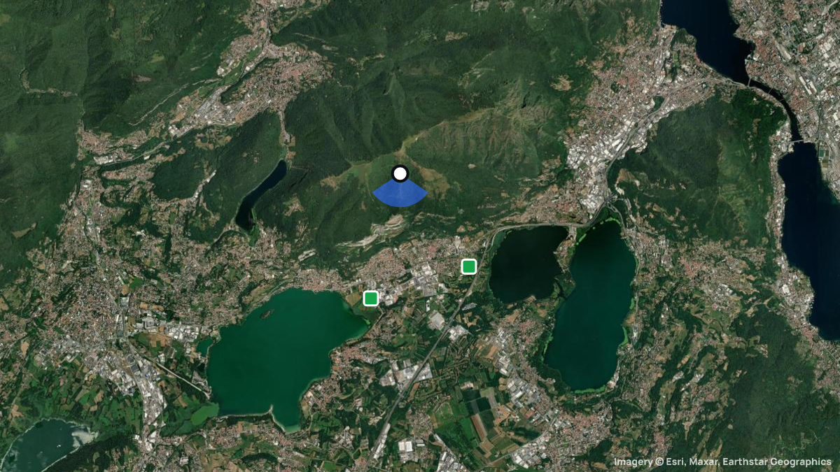 Satellitenkarte von Monte Cornizzolo mit Start- und Landeplätzen