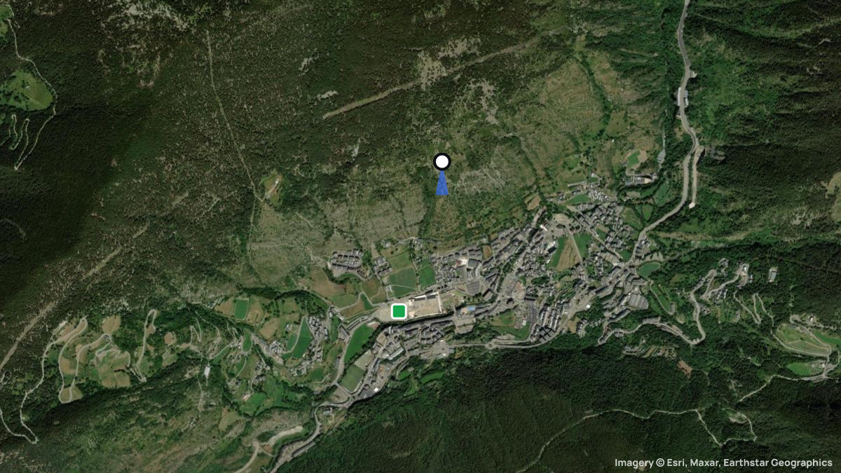 Satellite map of Borda Cardago with its launches and landings