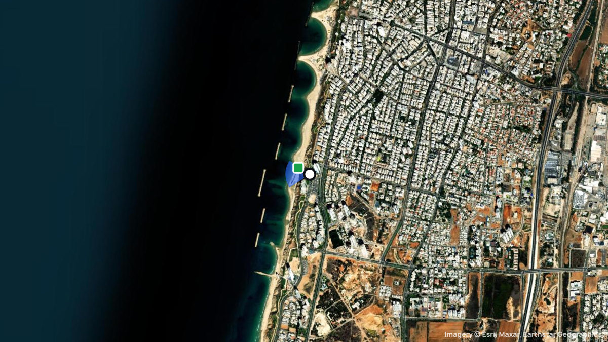 Satellite map of Netanya with its launches and landings