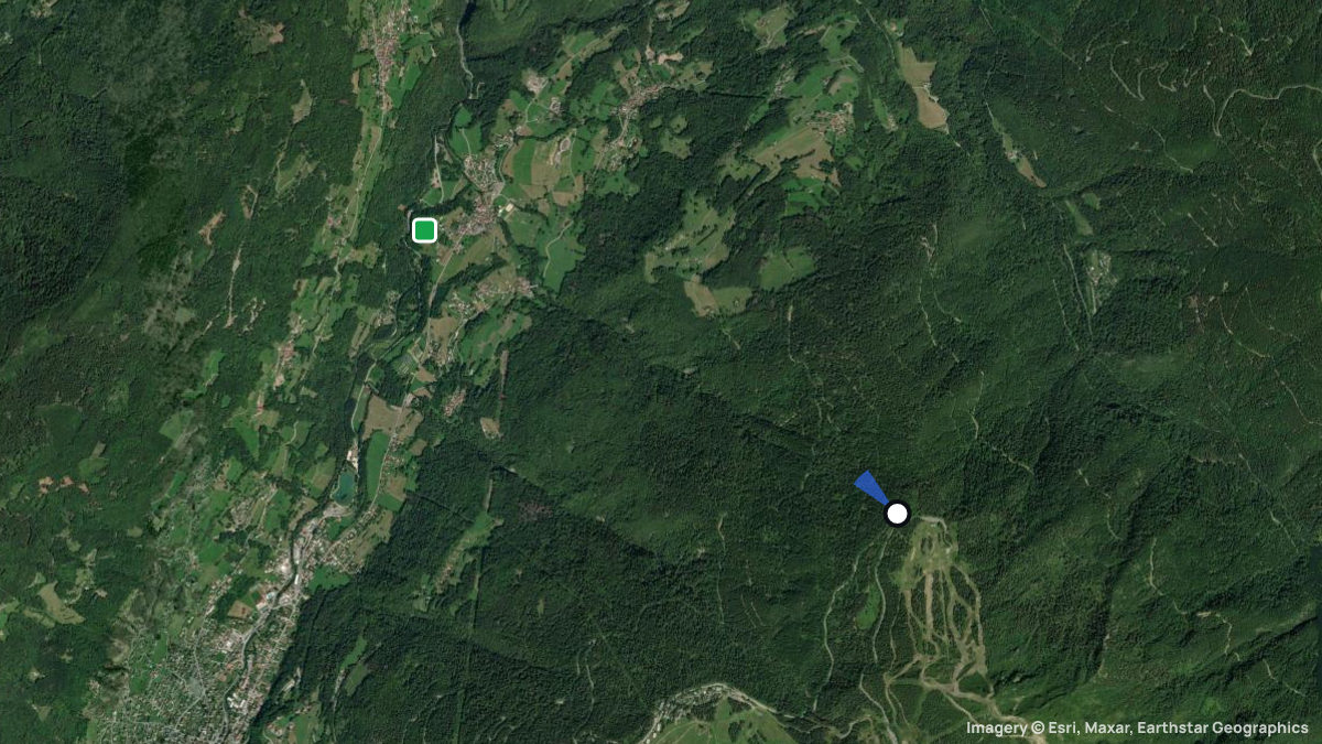 Satellitenkarte von Pre Rond mit Start- und Landeplätzen