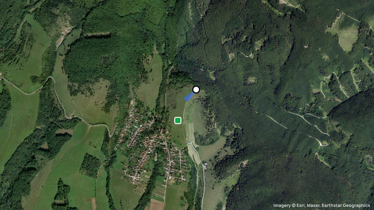 Satellite map of Sutovce with its launches and landings