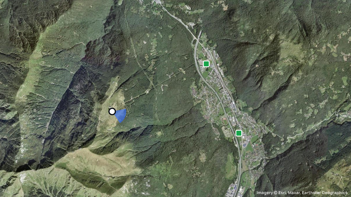 Satellitenkarte von Monte Tamaro mit Start- und Landeplätzen