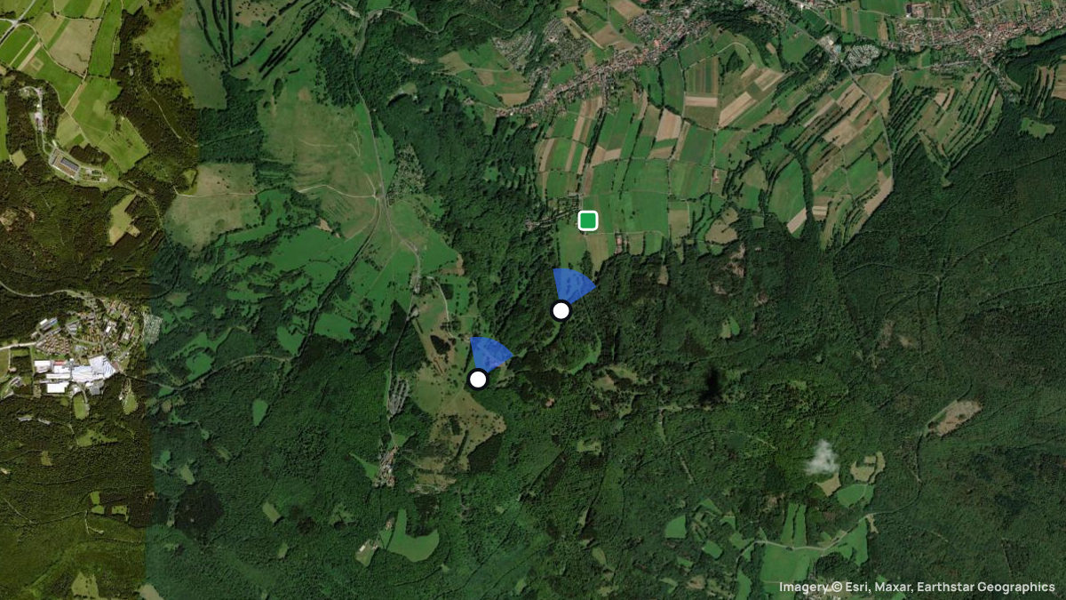 Satellite map of Kreuzberg with its launches and landings