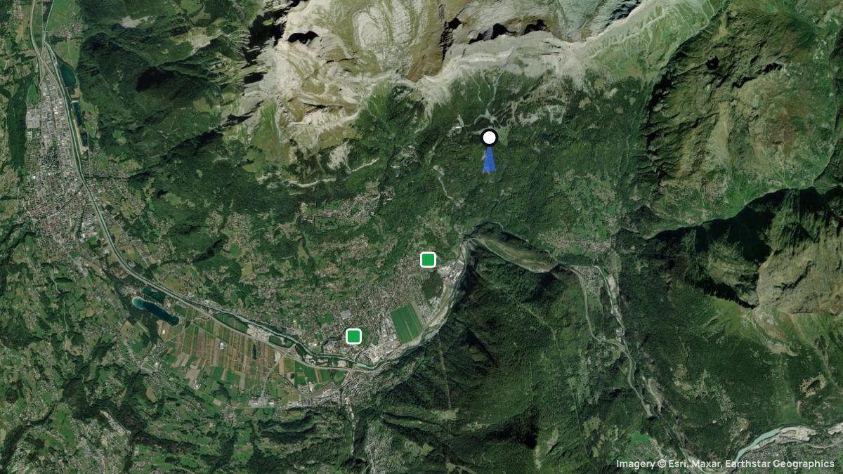 Satellite map of Plaine-Joux with its launches and landings