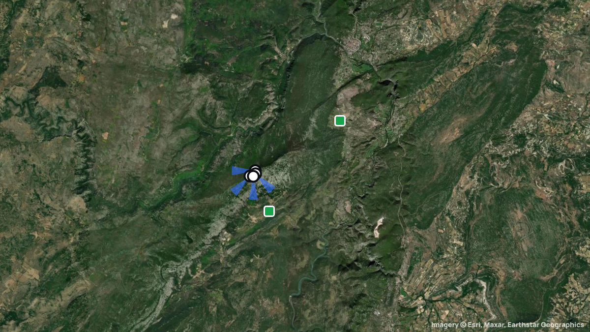 Satellite map of La Seranne with its launches and landings
