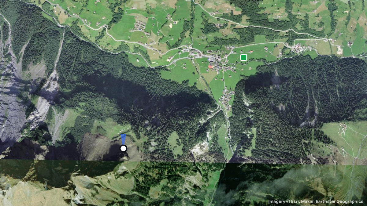 Satellitenkarte von Sittlisalp mit Start- und Landeplätzen