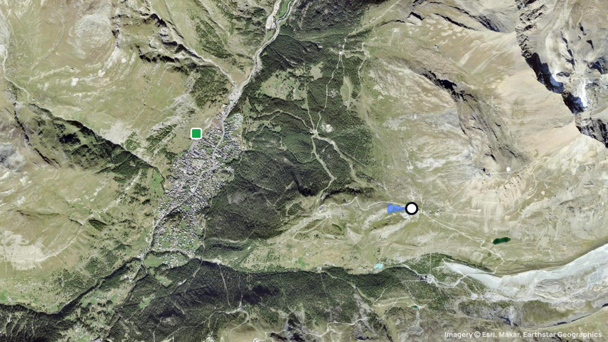 Satellitenkarte von Blauherd mit Start- und Landeplätzen
